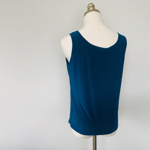 Pullover Large Prussian Blue Scoop Neck Sleeveless - Picture 5 of 6